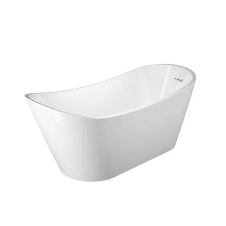 Freestanding Tub Malinda 65 Inch Slipper Oval Acrylic White/Matte Black Drain and Overflow No Faucet Holes