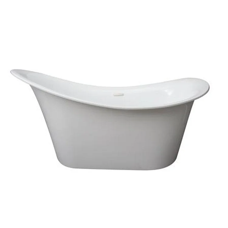 Freestanding Tub Maxine 69 Inch Oval Acrylic White/Oil Rubbed Bronze Drain and Overflow No Faucet Holes