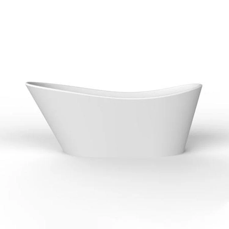 Freestanding Tub Marilyn 71 Inch Slipper Oval Acrylic White/Brushed Nickel Drain and Overflow No Faucet Holes