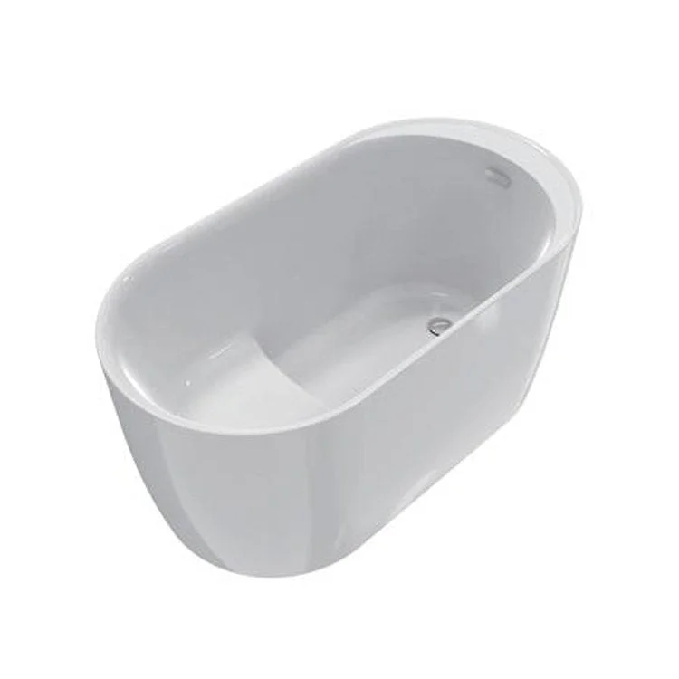 Freestanding Tub Onyx 56 Inch Oval Acrylic White/Brushed Nickel Drain and Overflow No Faucet Holes