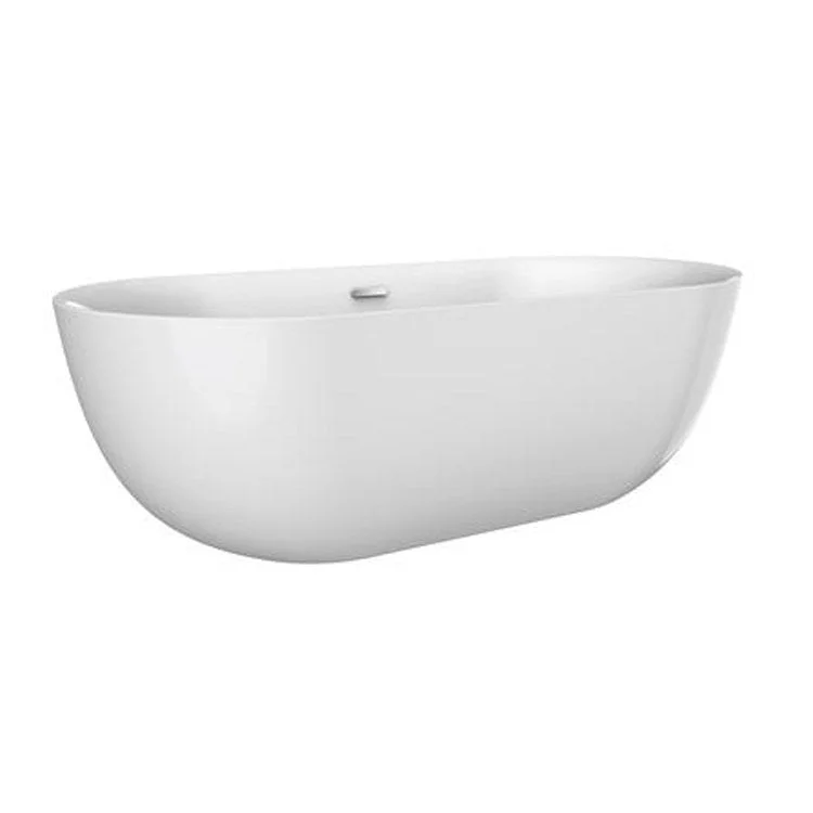 Freestanding Tub Paige 59 Inch Oval Acrylic White/Brushed Nickel Drain and Overflow No Faucet Holes