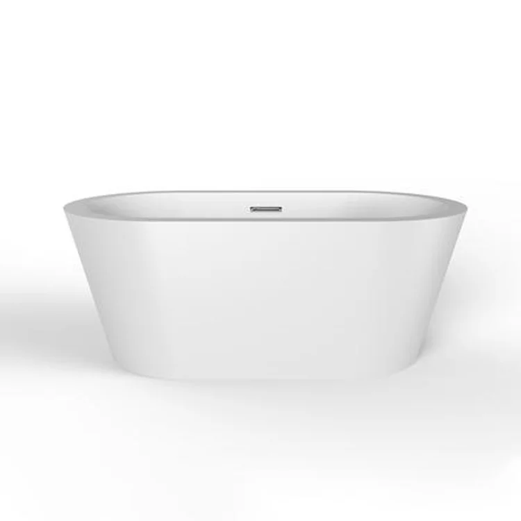 Freestanding Tub Orlando 59 Inch Oval Acrylic White/Brushed Nickel Drain and Overflow No Faucet Holes