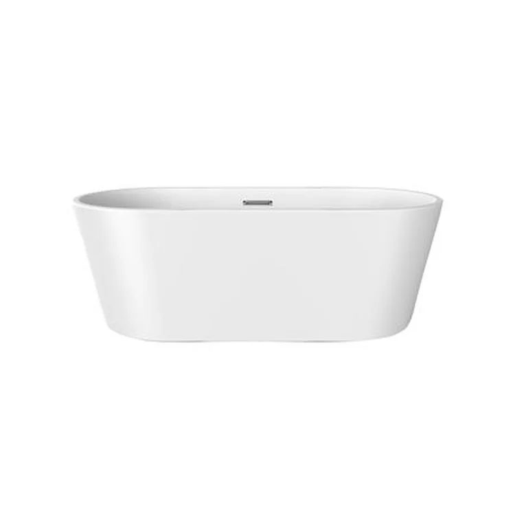 Freestanding Tub Pascal 63 Inch Oval Acrylic White/Polished Chrome Drain and Overflow No Faucet Holes