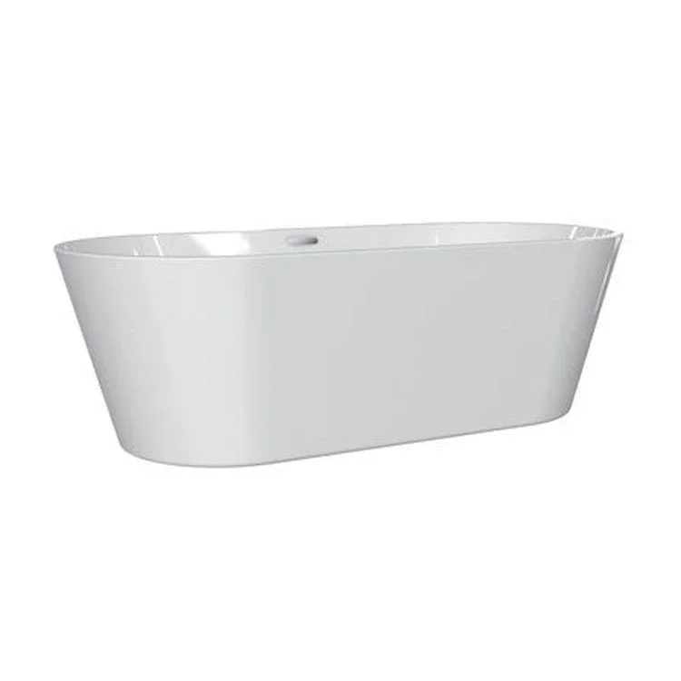 Freestanding Tub Orrick 63 Inch Oval Acrylic White/Polished Brass Drain and Overflow No Faucet Holes