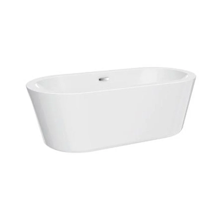 Freestanding Tub Saville 66 Inch Oval Acrylic White/Matte Black Drain and Overflow No Faucet Holes