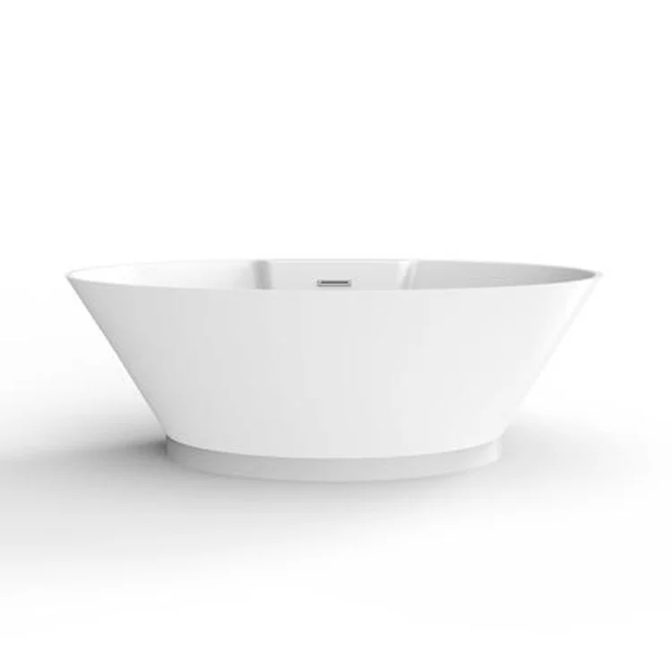 Freestanding Tub Portia 67 Inch Oval Acrylic White/Brushed Nickel Drain and Overflow No Faucet Holes Tap Deck