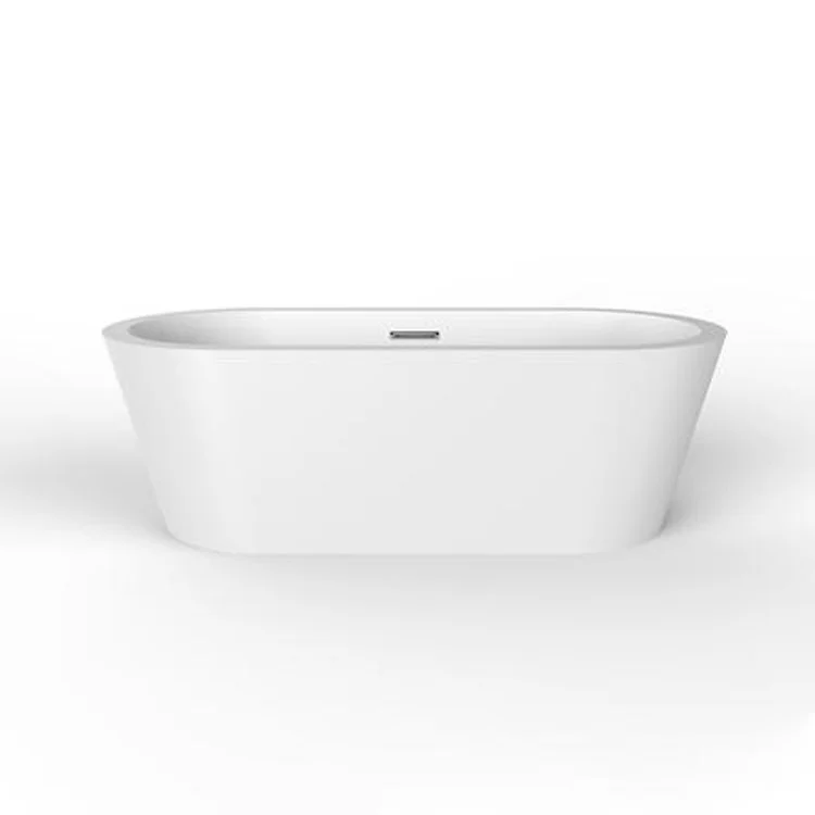 Freestanding Tub Rosario 70 Inch Oval Acrylic White/Polished Chrome Drain and Overflow No Faucet Holes