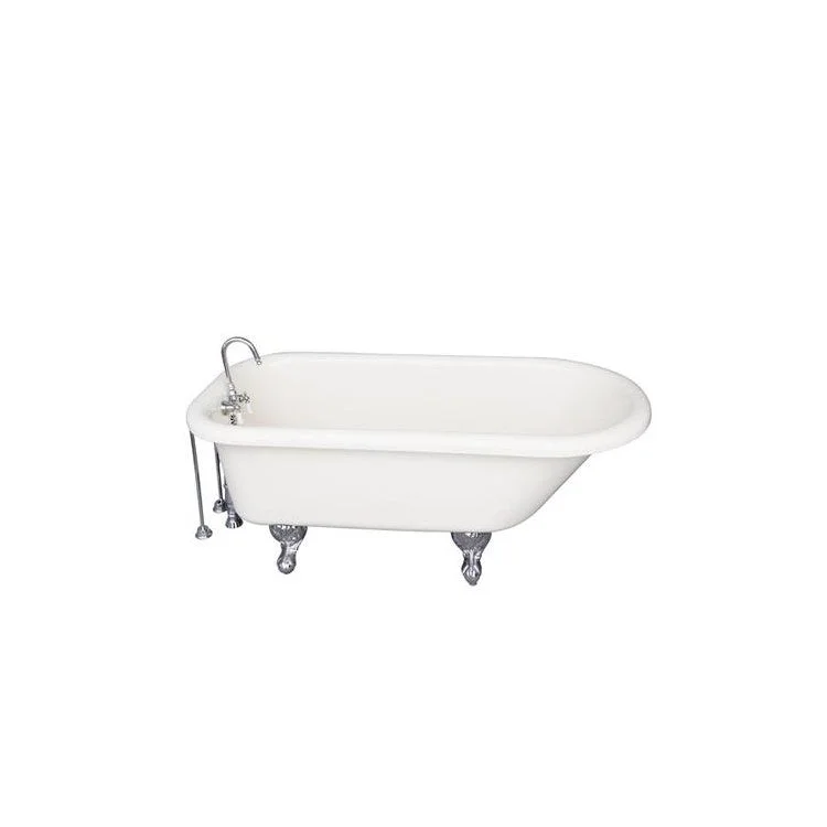 Tub Kit Anthea 60 Inch Acrylic Bisque Kit Includes Polished Chrome Tub Filler 24 Inch Double Offset Tub Supplies and Tub Drain Ball and Claw Feet Gooseneck Spout Porcelain Lever Handles 40 Gallon Capacity