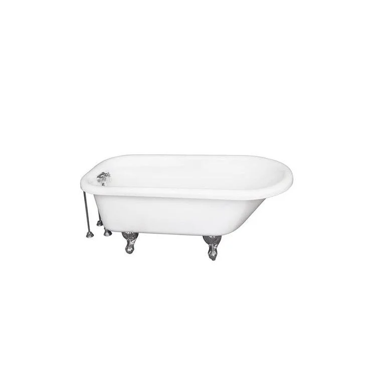 Tub Kit Anthea 60 Inch Acrylic White Kit Includes Polished Chrome Tub Filler 24 Inch Double Offset Tub Supplies and Tub Drain Ball and Claw Feet Old Style Spigot Porcelain Lever Handles 40 Gallon Capacity