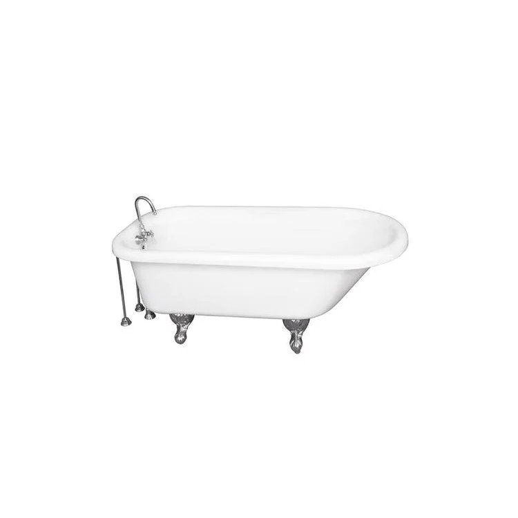 Tub Kit Anthea 60 Inch Acrylic White Kit Includes Polished Chrome Tub Filler 24 Inch Double Offset Tub Supplies and Tub Drain Ball and Claw Feet Gooseneck Spout Porcelain Lever Handles 40 Gallon Capacity