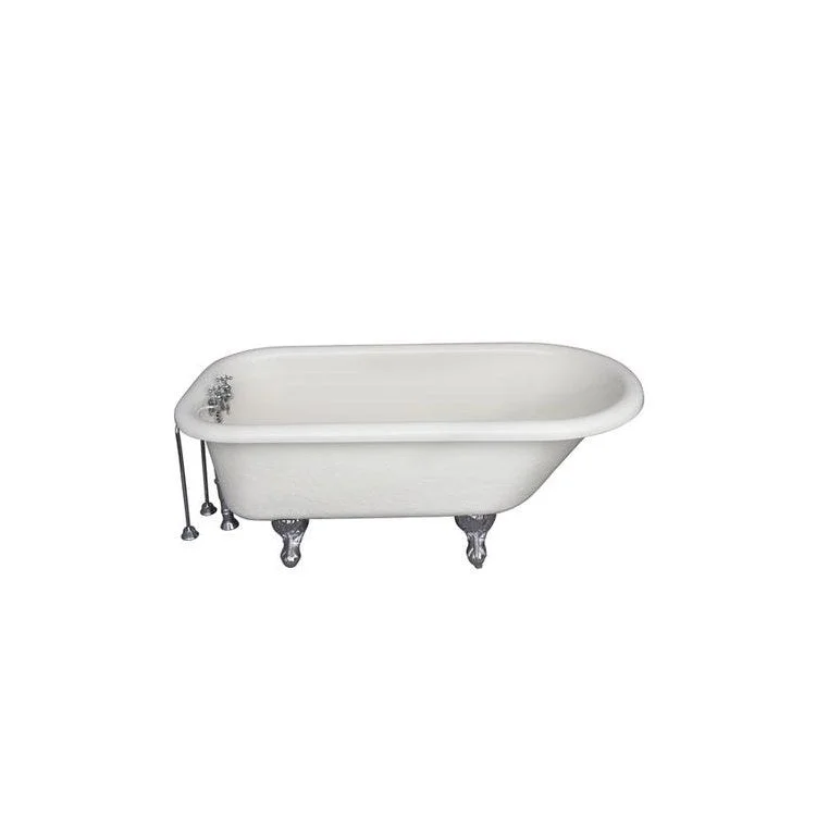 Tub Kit Andover 60 Inch Acrylic Bisque Kit Includes Polished Chrome Tub Filler 24 Inch Double Offset Tub Supplies and Tub Drain Ball and Claw Feet Old Style Spigot Metal Cross Handles 40 Gallon Capacity