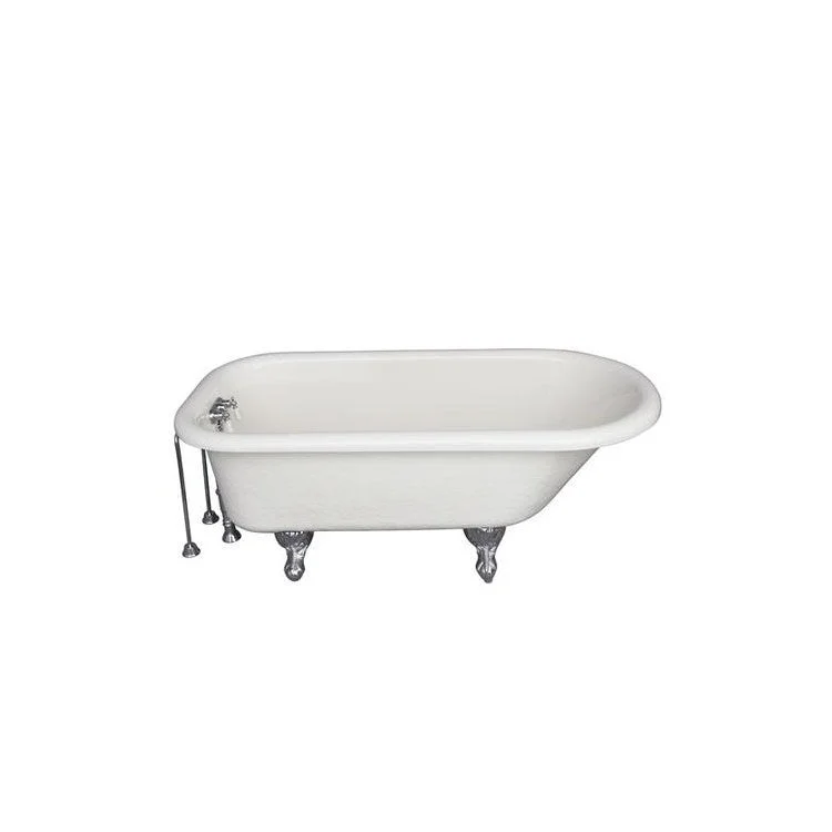 Tub Kit Andover 60 Inch Acrylic Bisque Kit Includes Polished Chrome Tub Filler 24 Inch Double Offset Tub Supplies and Tub Drain Ball and Claw Feet Old Style Spigot Porcelain Lever Handles 40 Gallon Capacity