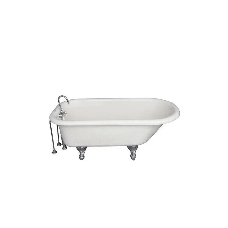 Tub Kit Andover 60 Inch Acrylic Bisque Kit Includes Polished Chrome Tub Filler 24 Inch Double Offset Tub Supplies and Tub Drain Ball and Claw Feet Gooseneck Spout Porcelain Lever Handles 40 Gallon Capacity