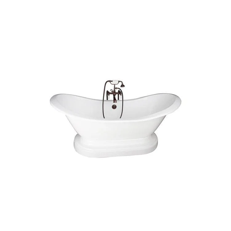 Tub Kit Marshall Freestanding 72 Inch Cast Iron White Includes Oil Rubbed Bronze Tub Filler On Base Freestanding Bath Supplies Leg Tub Drain Elephant Spout Porcelain Lever Handles in White Cradle 60 Inch Hose 43-1/2 Gallon Capacity