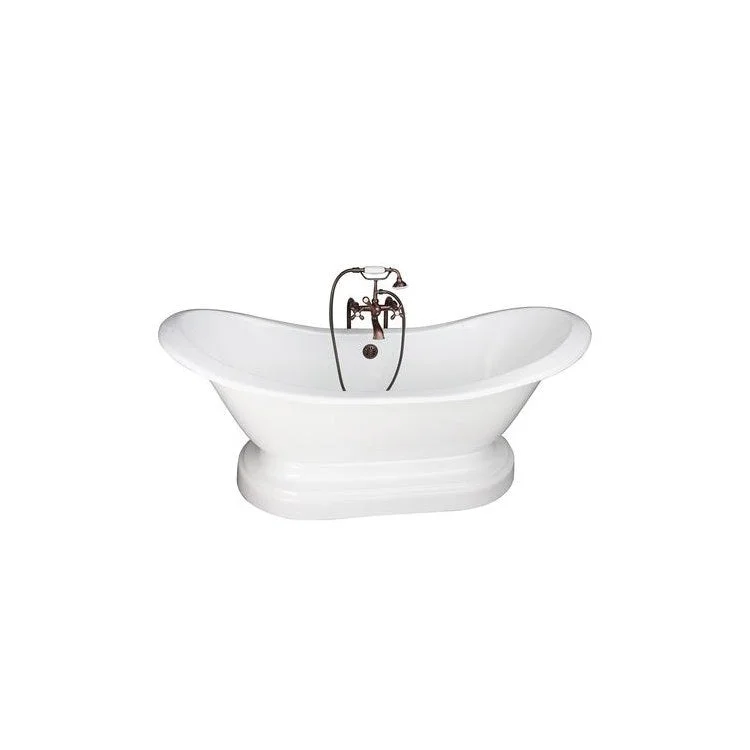 Tub Kit Marshall Freestanding 72 Inch Cast Iron White Includes Oil Rubbed Bronze Tub Filler On Base Freestanding Bath Supplies Leg Tub Drain Elephant Spout Metal Cross Handles in White Cradle 60 Inch Hose 43-1/2 Gallon Capacity