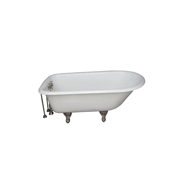 Tub Kit Duet Freestanding 68 Inch Cast Iron White Includes Polished Nickel Tub Filler 24 Inch Double Offset Tub Supplies & Tub Drain Non-Skid Strips Clawfoot Old Style Spigot Metal Cross Handles Ceramic Disc Cartridges 57 Gallon Capacity