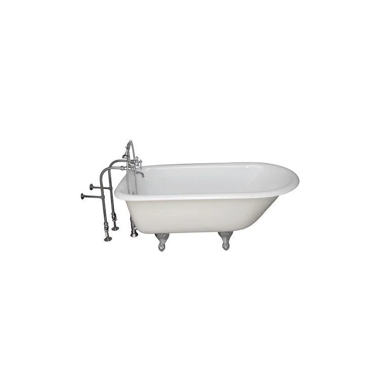 Tub Kit Antonio Freestanding 55 Inch Cast Iron White Includes Polished Chrome Tub Filler 30 Inch Freestanding Tub Supplies & Tub Drain Non-Skid Strips Clawfoot Metal Lever Handles Cradle 60 Inch Hose 36 Gallon Capacity