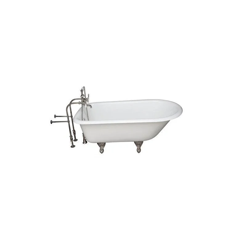 Tub Kit Antonio Freestanding 55 Inch Cast Iron White Includes Polished Nickel Tub Filler 30 Inch Freestanding Tub Supplies & Tub Drain Non-Skid Strips Clawfoot Porcelain Lever Handles Cradle 60 Inch Hose 36 Gallon Capacity