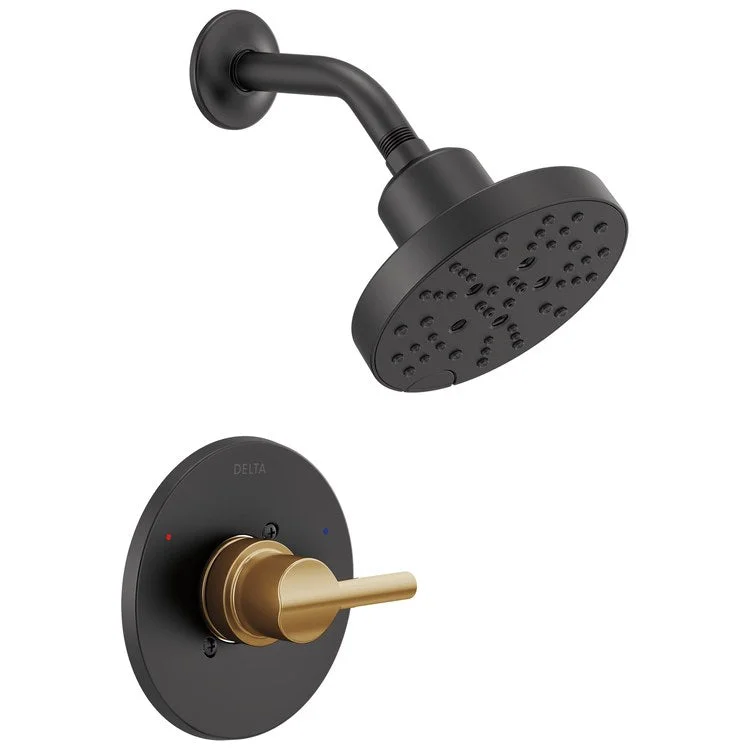 Shower Trim Nicoli 14 Series Monitor H2Okinetic 1 Lever Matte Black/Champagne Bronze WaterSense ADA 1.75 Gallons per Minute