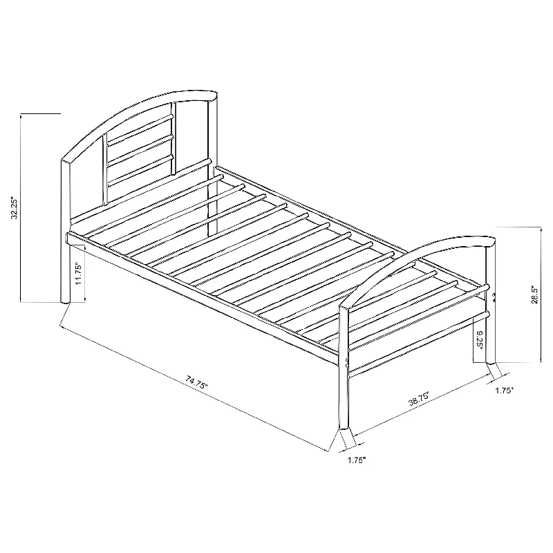 Baines Twin Metal Bed with Arched Headboard