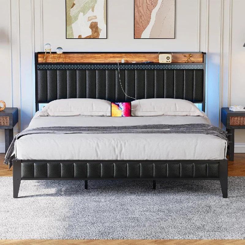 Bed Frame with Charging Station