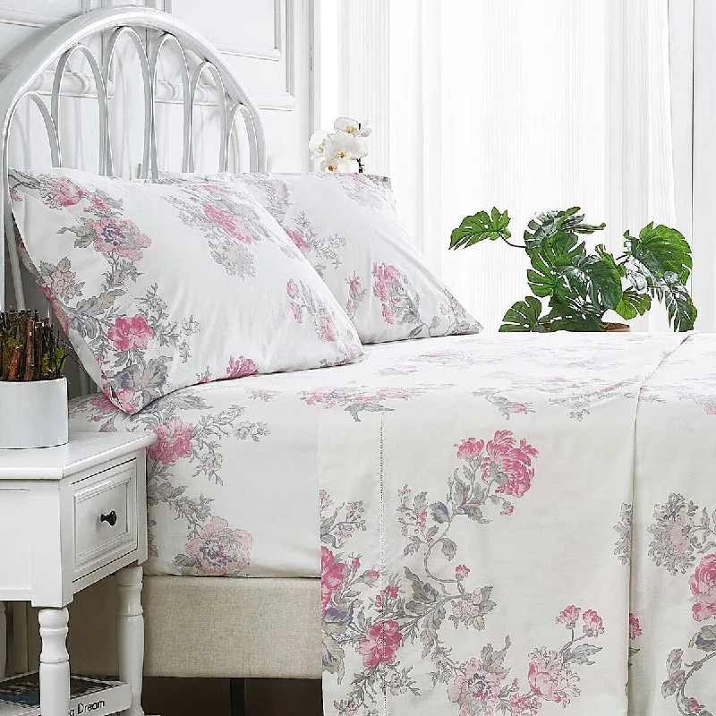 Bedford Lane Jardin De Rose Percale Cotton Sheet Set