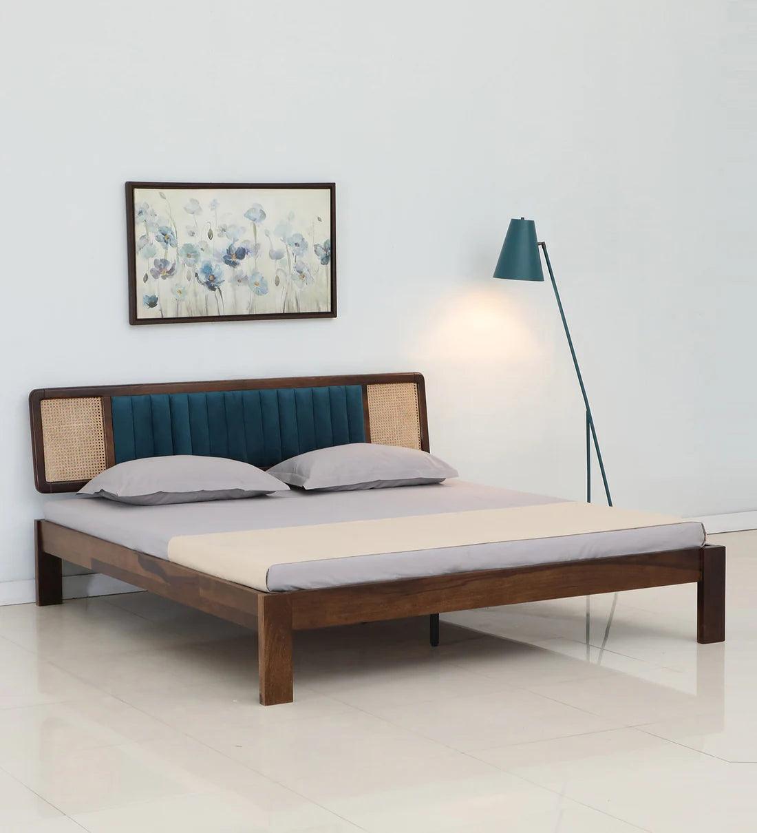 Bliss Cane King Size Bed In Scratch Resistant Teak Finish