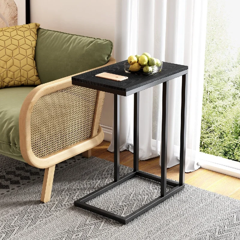 C-Shaped Design Couch Table or Nightstand, Adjustable Plastic Feet, Sturdy Frame, Multiple Use, for Living room or Bedroom