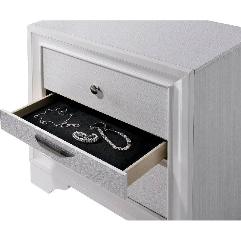 Contemporary 1pc Nightstand Drawer Nickel Round Knob Bedside Table Bedroom