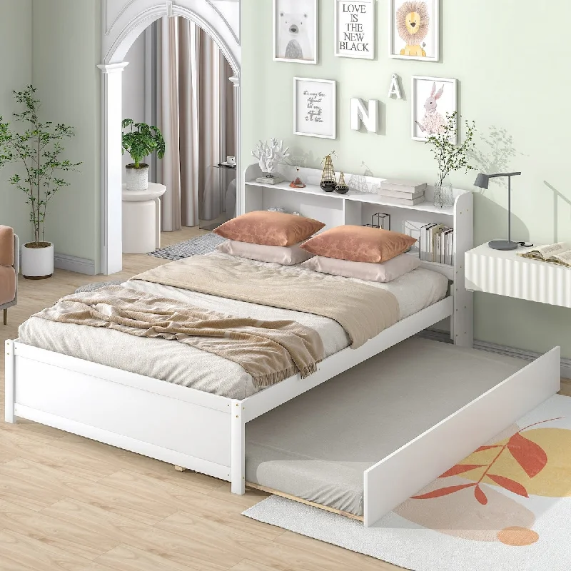 Full Platform Bed with Twin Trundle