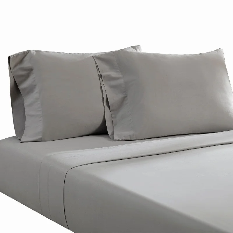 Ivy 4 Piece King Size Cotton Ultra Soft Bed Sheet Set, Prewashed, Dark Gray