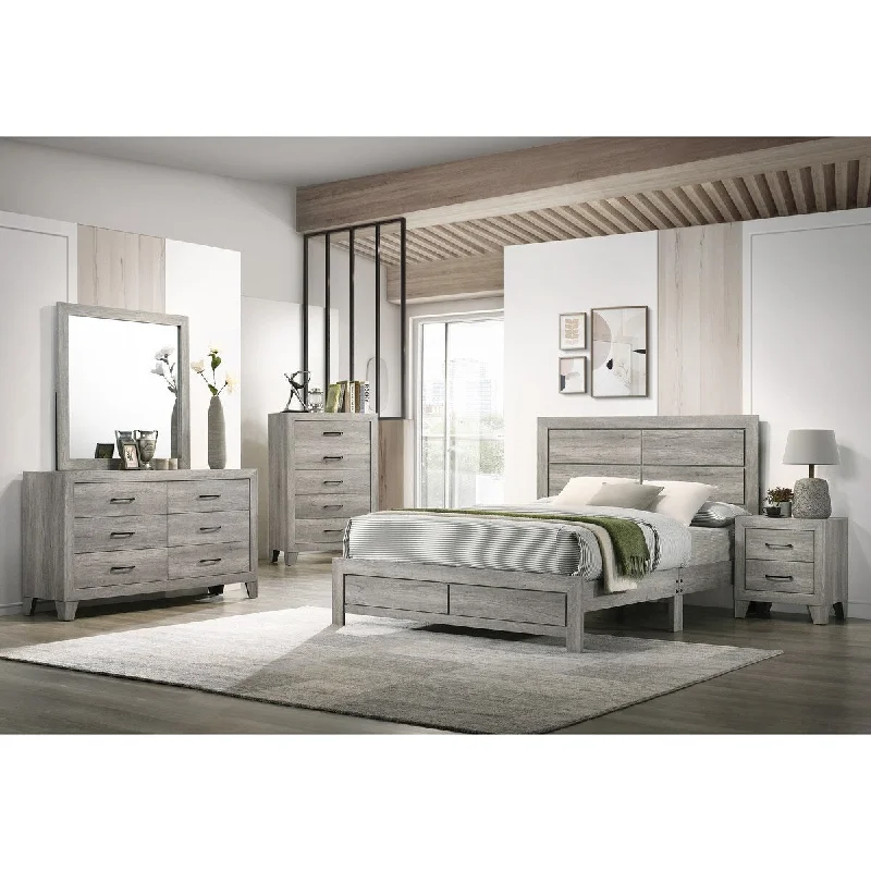 Jan 5 Piece Gray Rustic Platform Bedroom Set