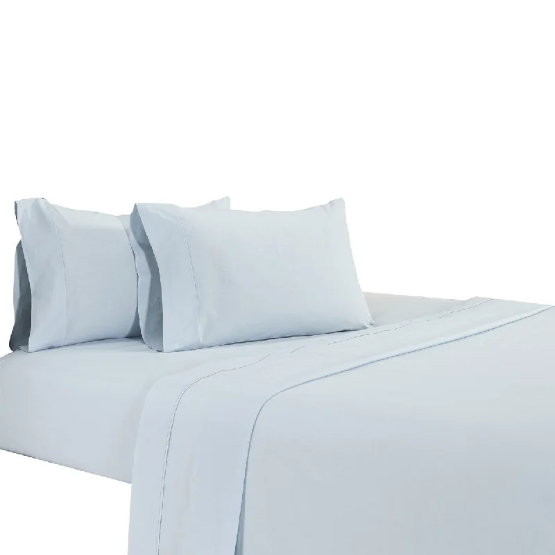 Matt 3 Piece Twin Bed Sheet Set, Soft Organic Cotton, Light Blue