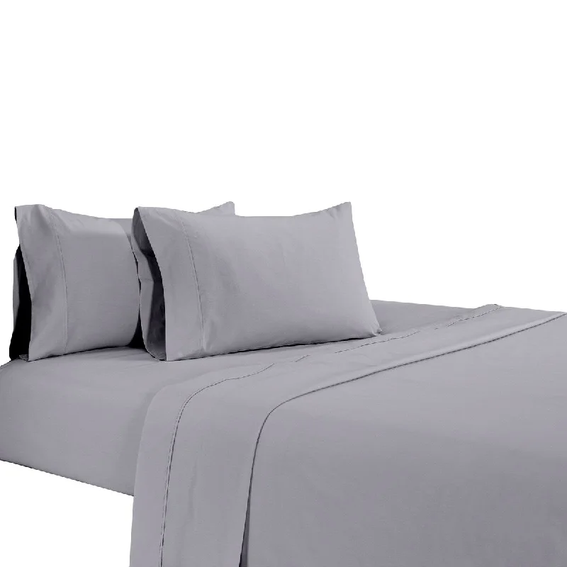 Matt 3 Piece Twin Bed Sheet Set, Soft Organic Cotton, Light Gray