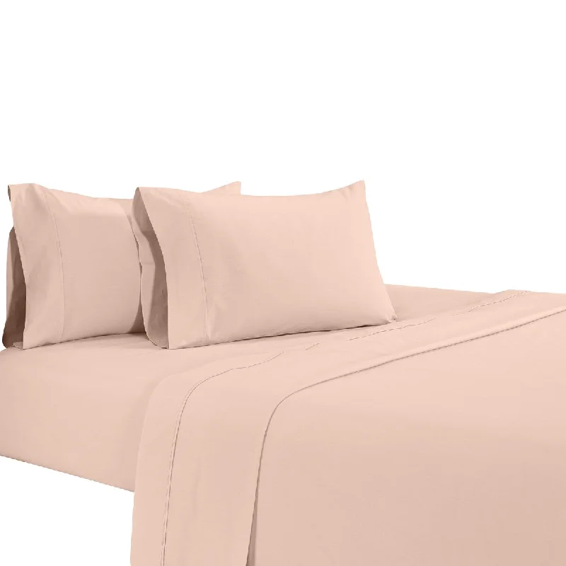 Matt 4 Piece California King Bed Sheet Set, Soft Organic Cotton, Rose Pink