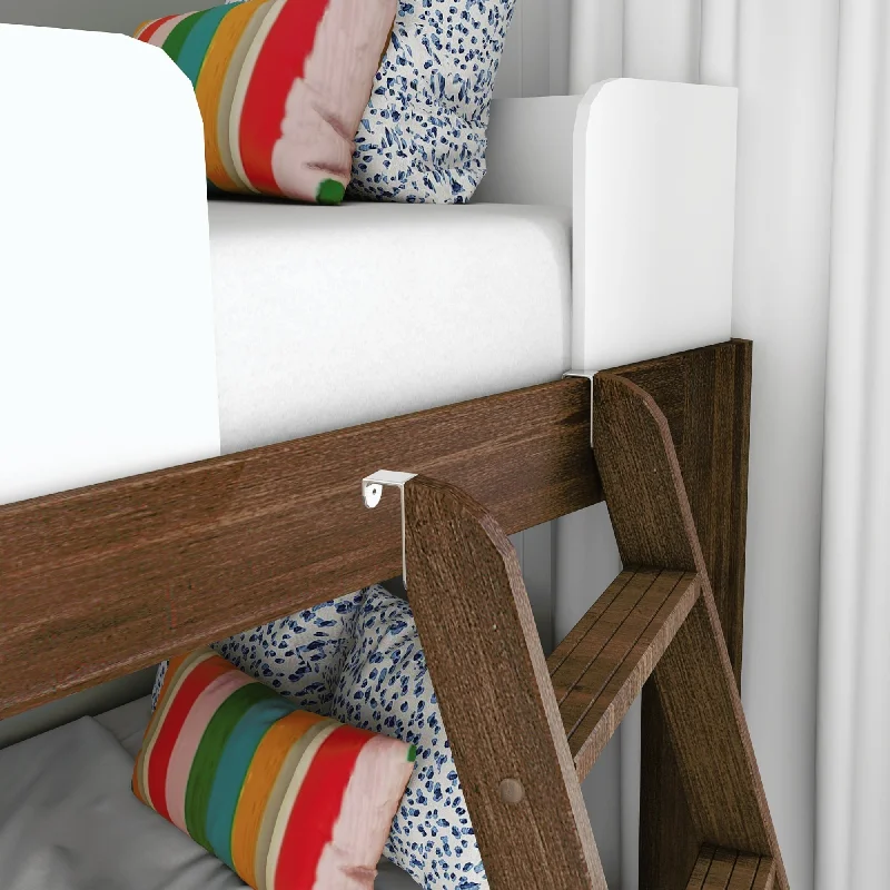 Max and Lily Mid-Century Modern Twin over Twin Low Bunk Bed