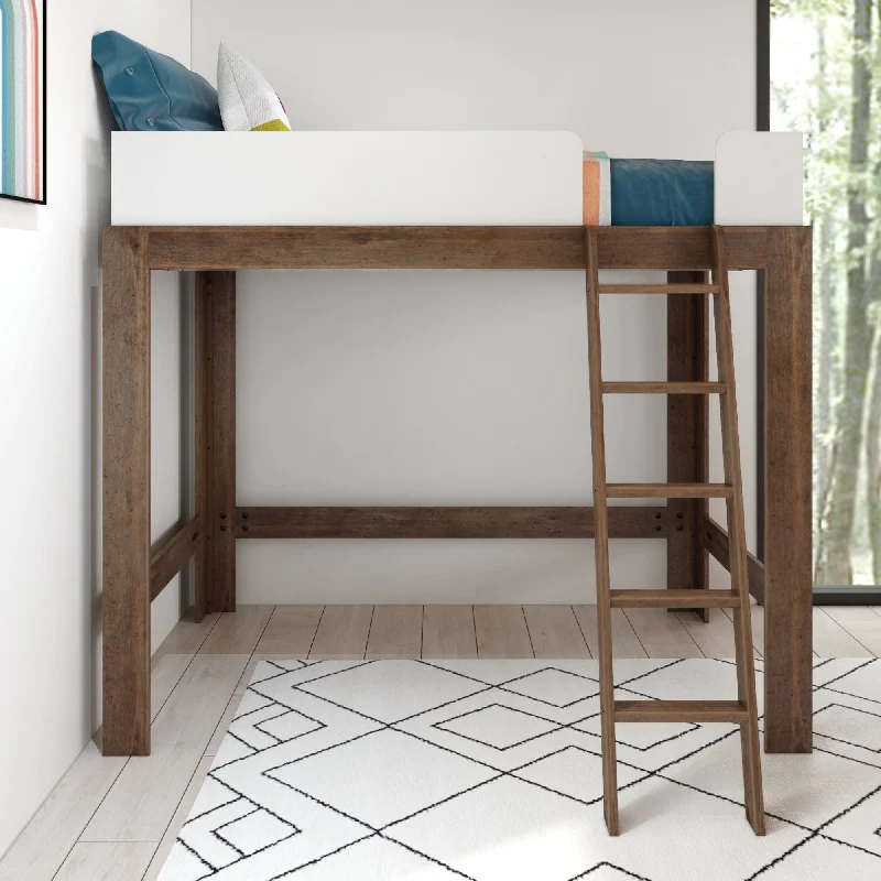 Mid-Century Modern Twin-Size High Loft Bed