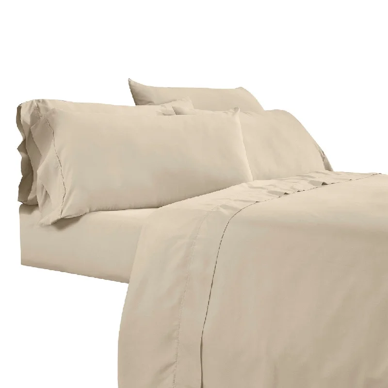 Minka 6 Piece Full Bed Sheet Set, Soft Antimicrobial Microfiber, Beige