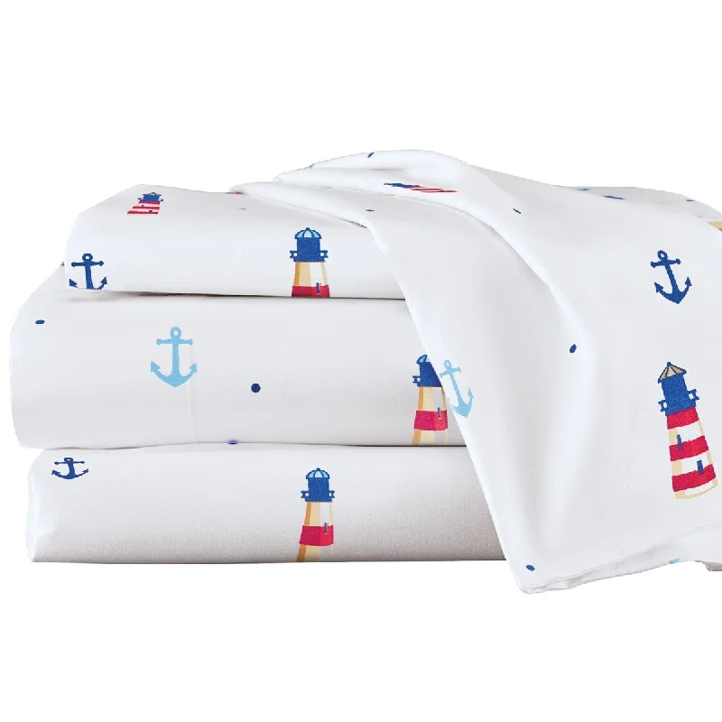 Nautical Lighthouses & Anchors Bed Sheet Set