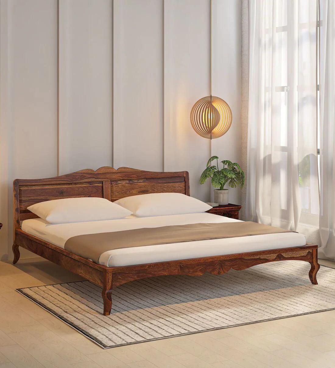 Sheesham Wood King Size Bed In Provincial Teak Finish