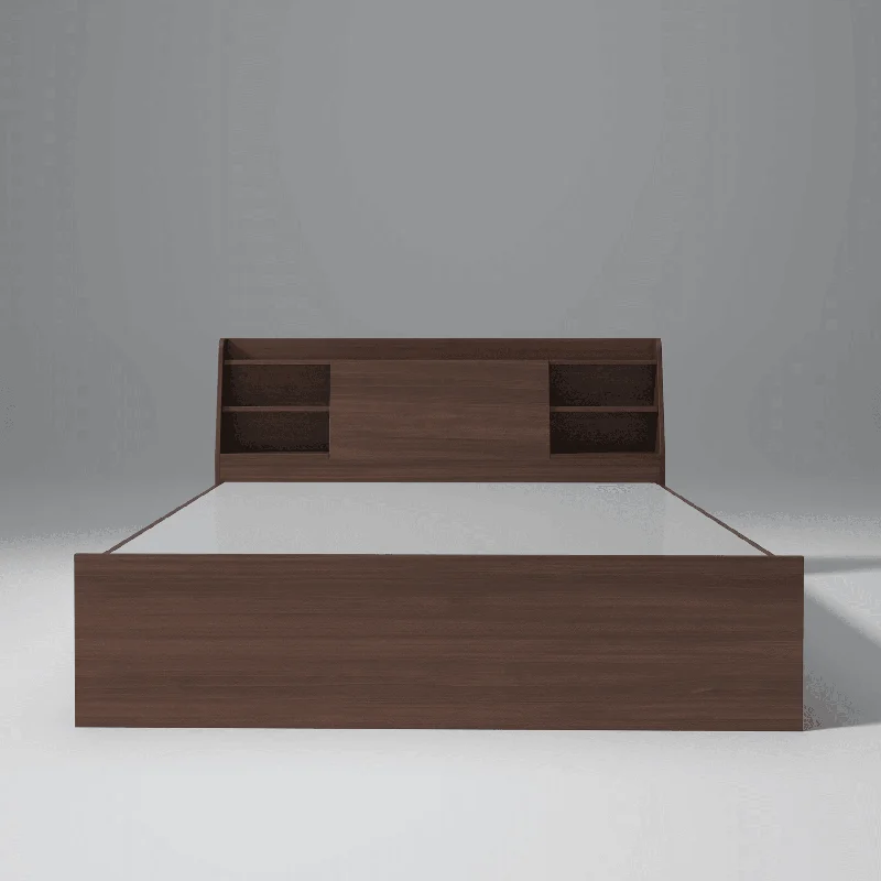 Slann Engineered Wood Bed with Storage Box Walnut Finish