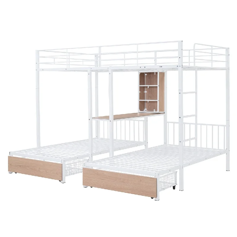 Space-Saving Full Over Twin & Twin Triple Bunk Bed, White