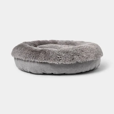 Super Plush Cuddler Round Dog Bed - M - Gray - Boots & Barkley