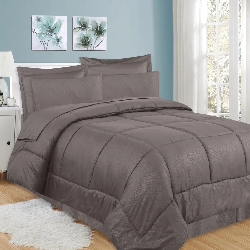 Sweet Home Collection Greek Key Embossed 8-Piece Bed In a Bag Set