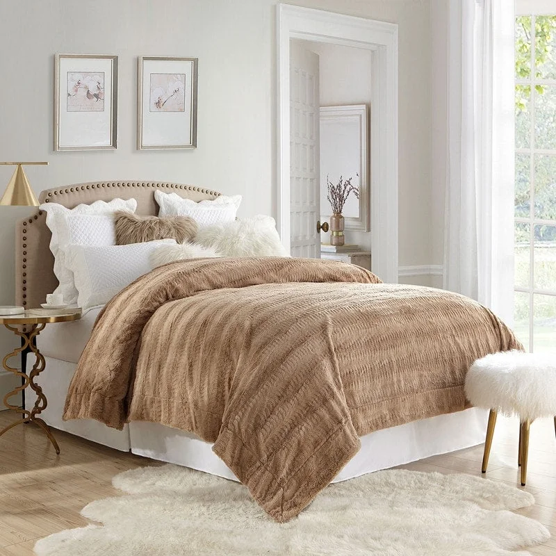 Swift Home Soft Embossed Imitation Faux Fur Throw Bedding Blanket Bedspread