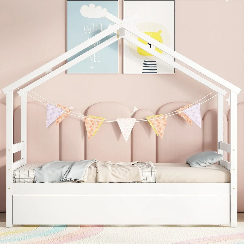 Twin Size House-shaped Bed with Trundle