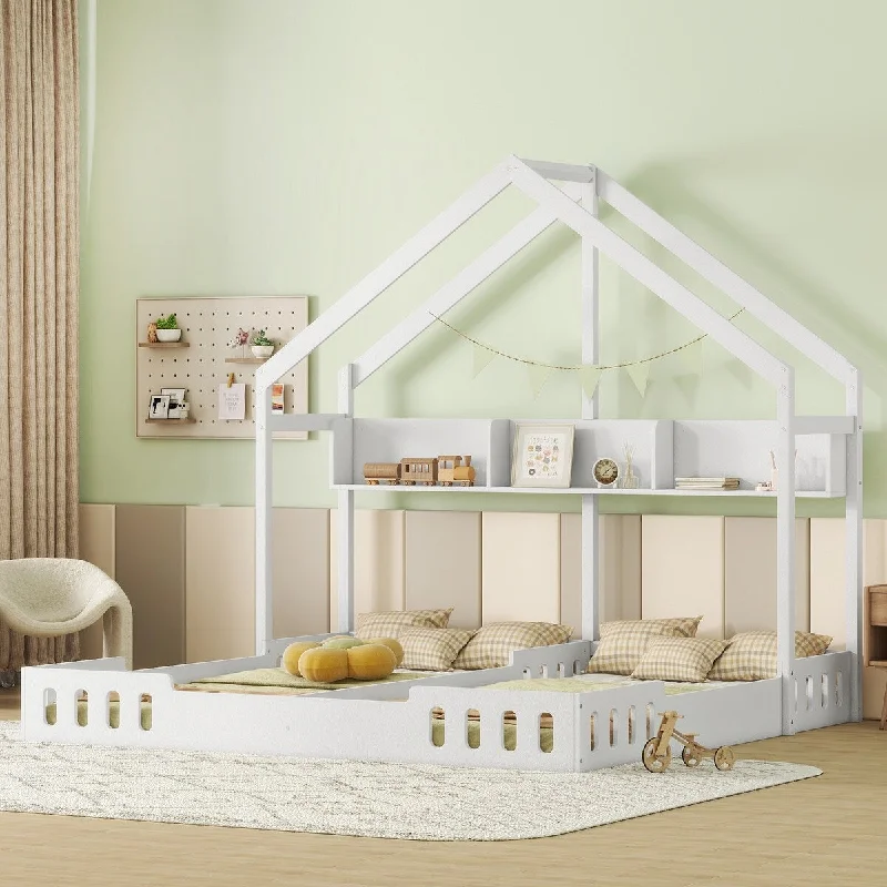 Twin Solid Wood House Platform Beds, Adds Quaint Charm to Kids' Bedroom