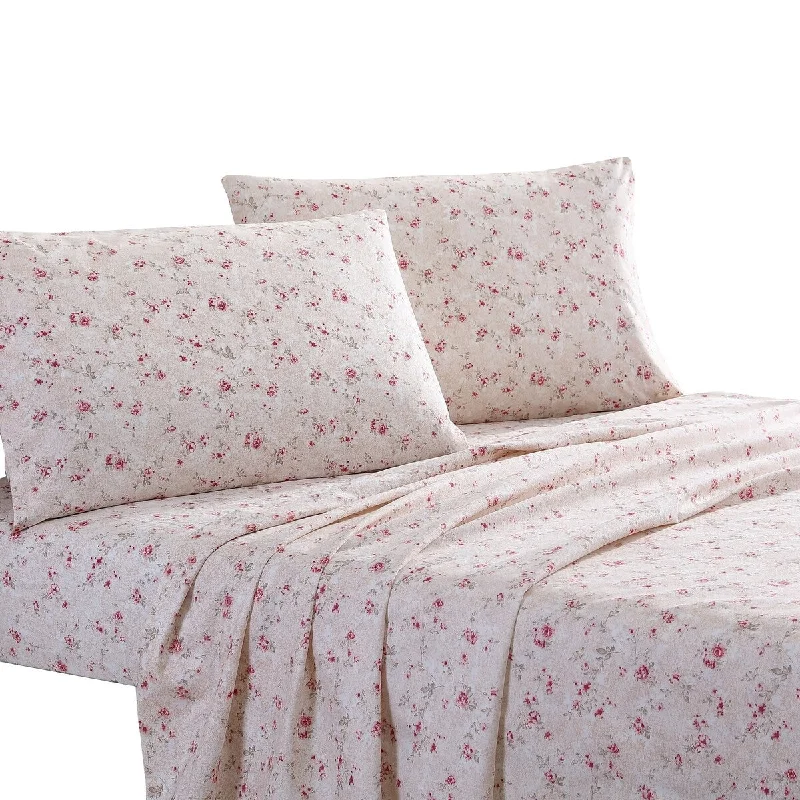 Veria 3 Piece Twin Bedsheet Set with Floral Print The Urban Port, Pink