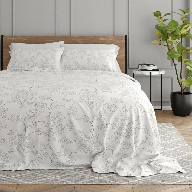 3pc Full/Queen Premium Ultra Soft Duvet Cover Set Vine Grey