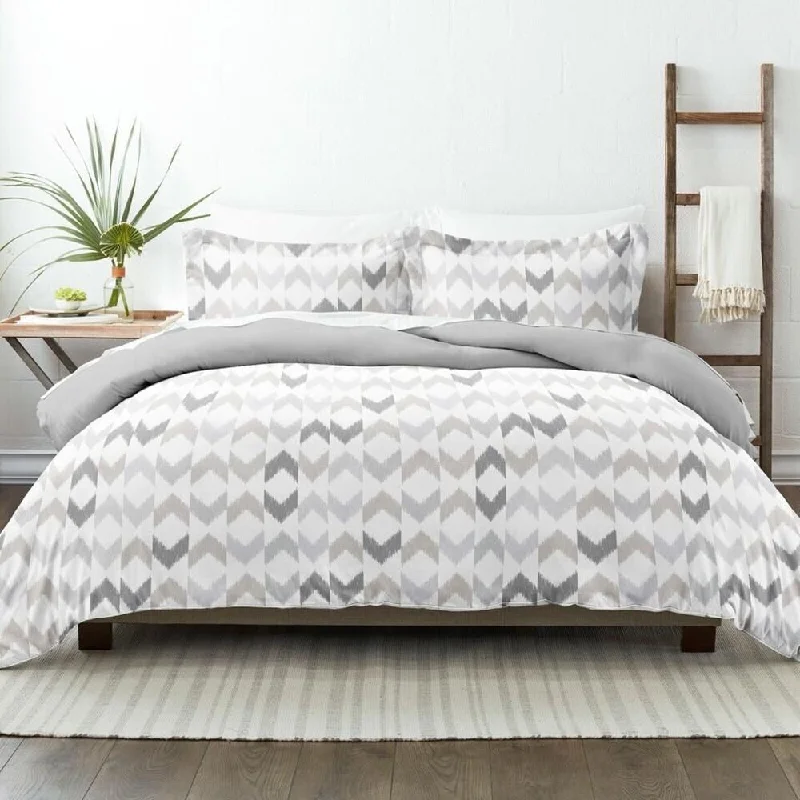 3pc Twin/TwinXL Chevron Sleep Duvet Cover Wrinkle Free Light Grey